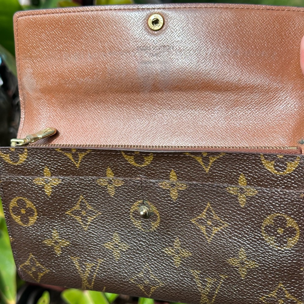 Louis Vuitton Monogram Porte Monnaie Canvas Long Wallet Snap Closure Brown - Picture 15 of 16